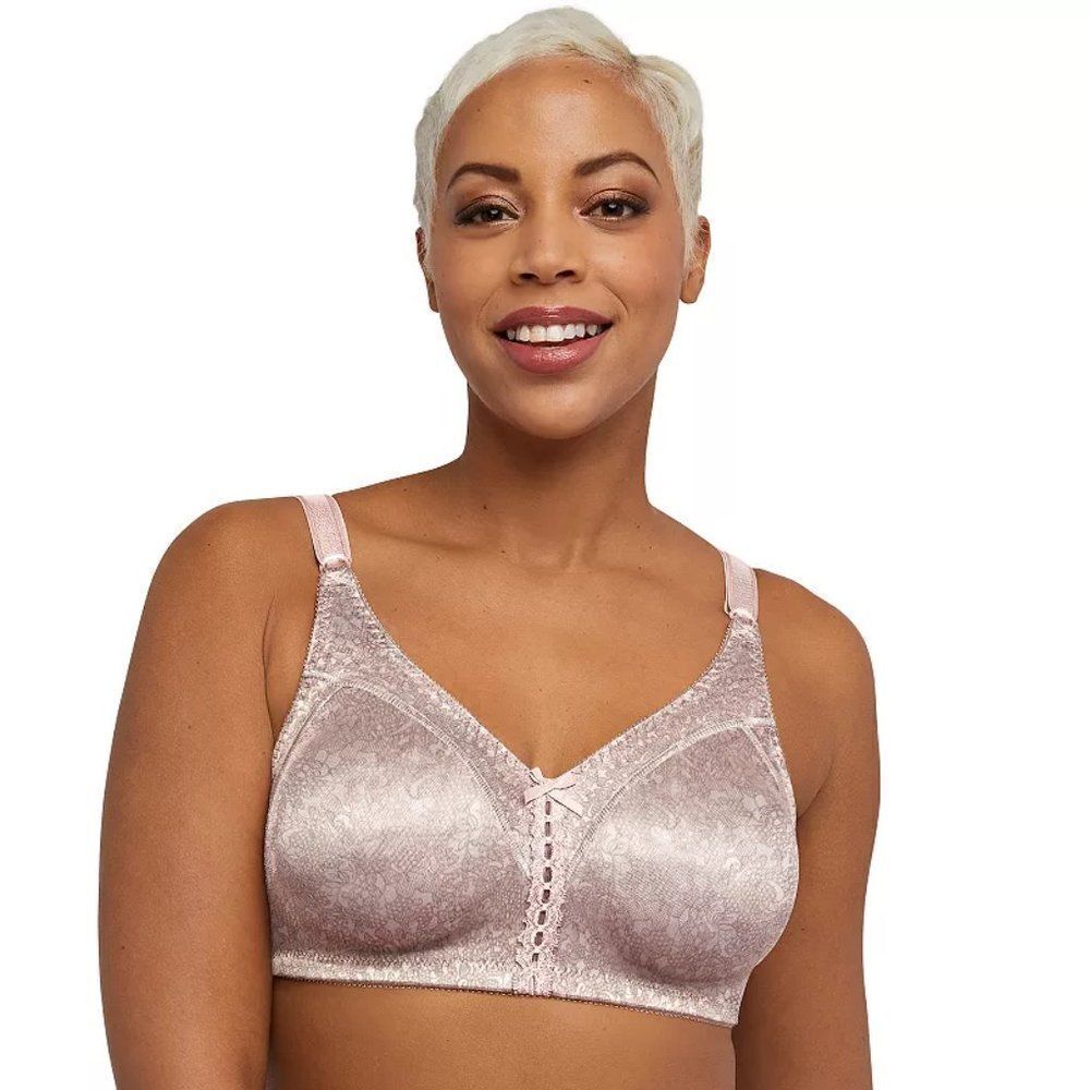 Bali Pink Floral Lace Double Support Cool Comfort Wireless Bra 3820 40C